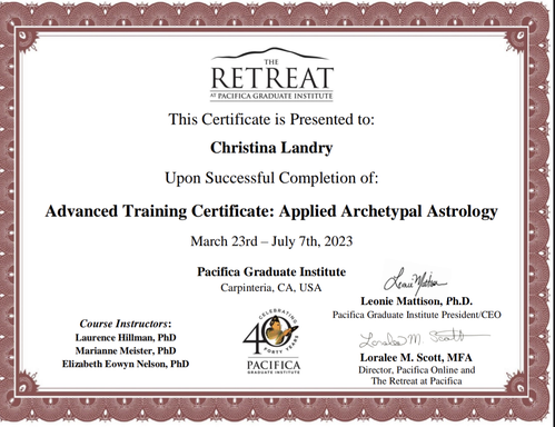 Advanced Training Archetypal Astrology Certificate